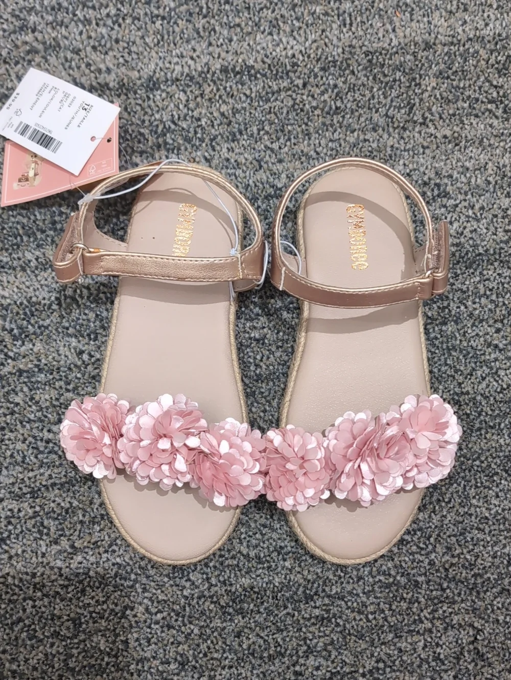 NEW Gymboree Rose Gold Floral Strap Sandals Size 13